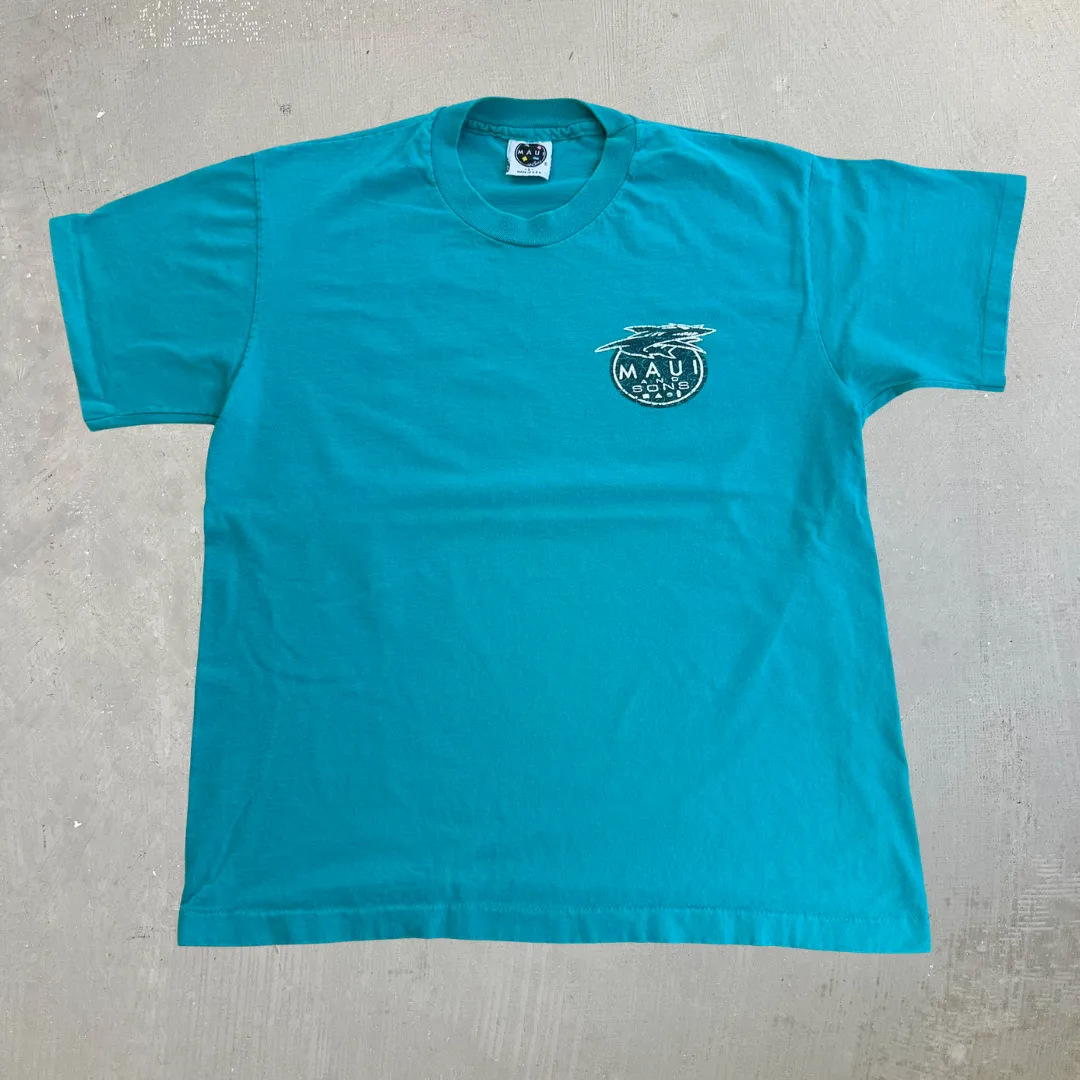 J- Vintage Maui & Sons Logo Graphic Made In USA Single Stitch Tee - L sold by HG Vintage