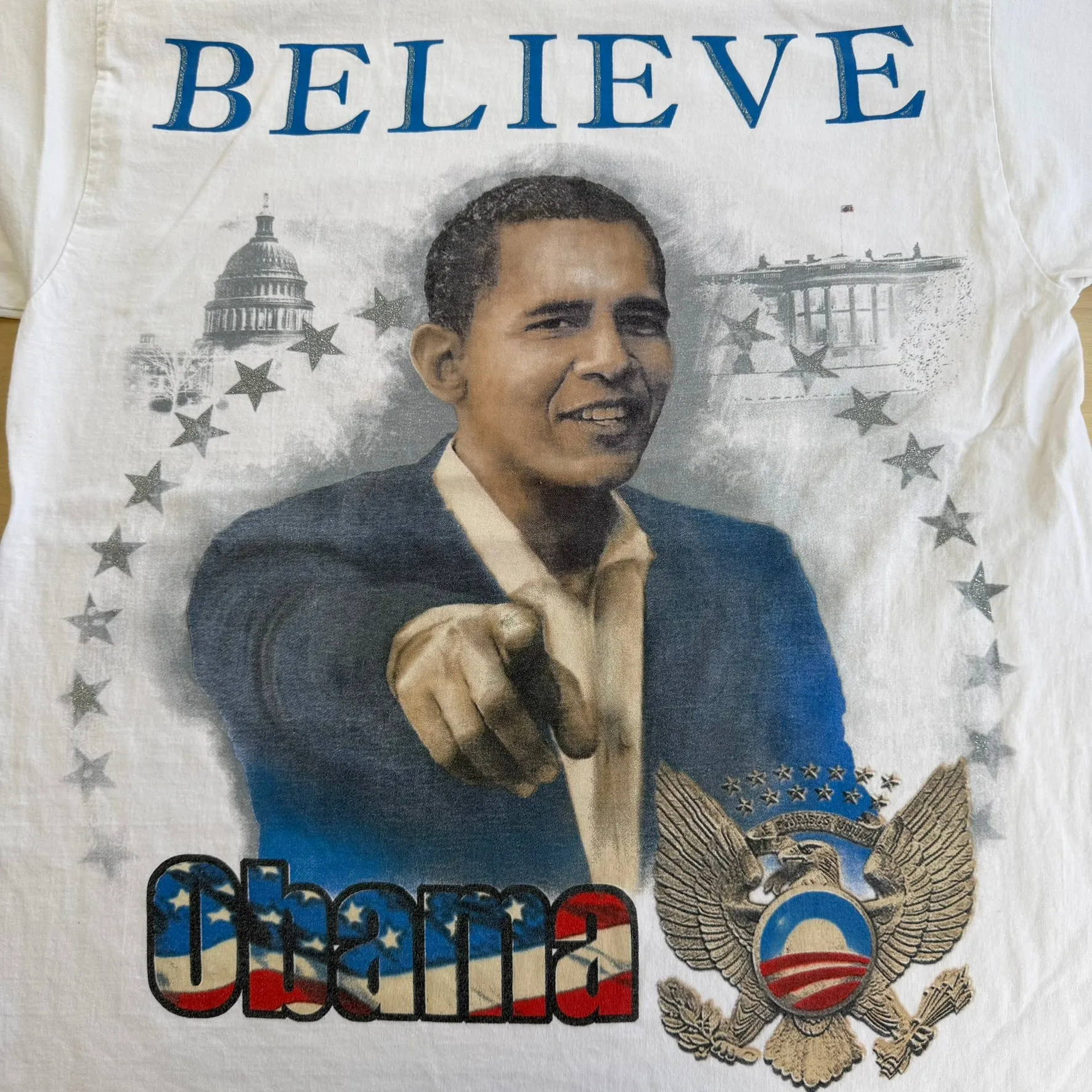 J- Vintage '09 Barack Obama Believe Graphic & Text Tee - M (fits XL) sold by HG Vintage product image thumbnail 2