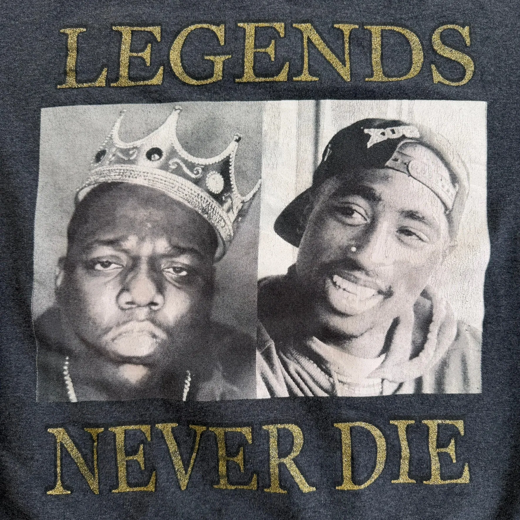 J- Tupac & Biggie Legends Never Die Picture & Text Crewneck - XL sold by HG Vintage product image thumbnail 2