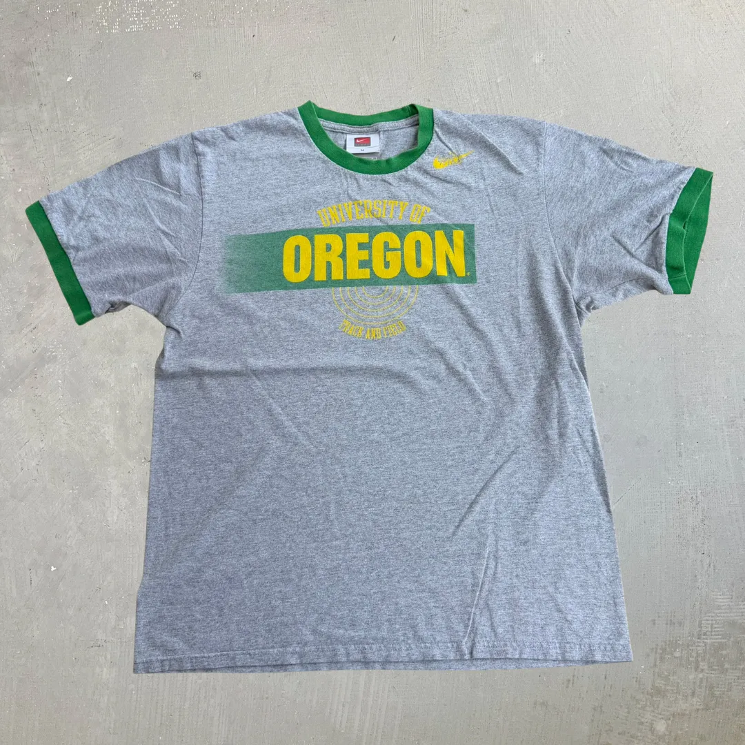 J- Vintage 00s Nike Team University Of Oregon Track & Field Graphic Ringer Tee - M sold by HG Vintage