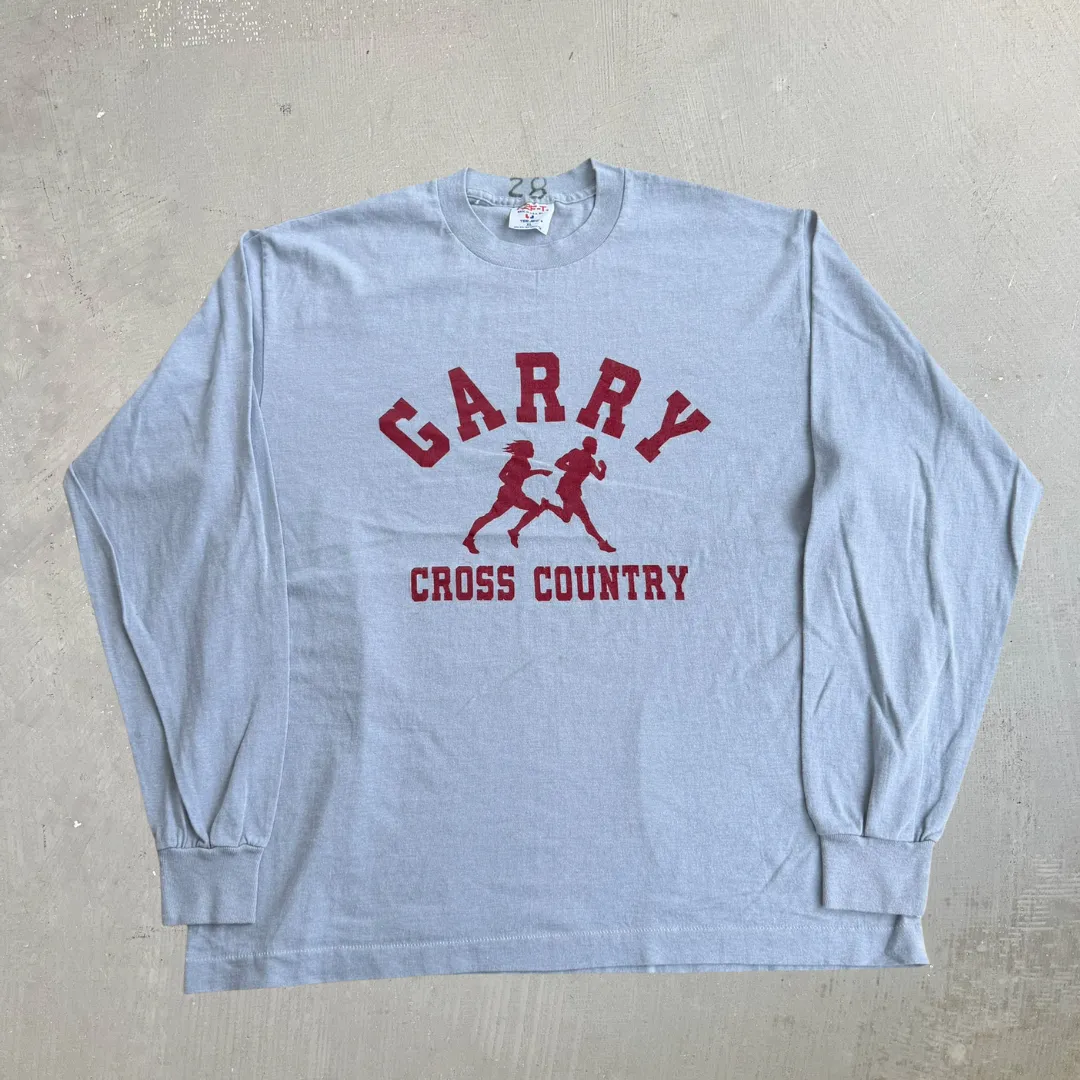 J- Vintage 90s Gary Cross Country Text Graphic Made In USA Single Stitch Long Sleeve Tee - XL sold by HG Vintage