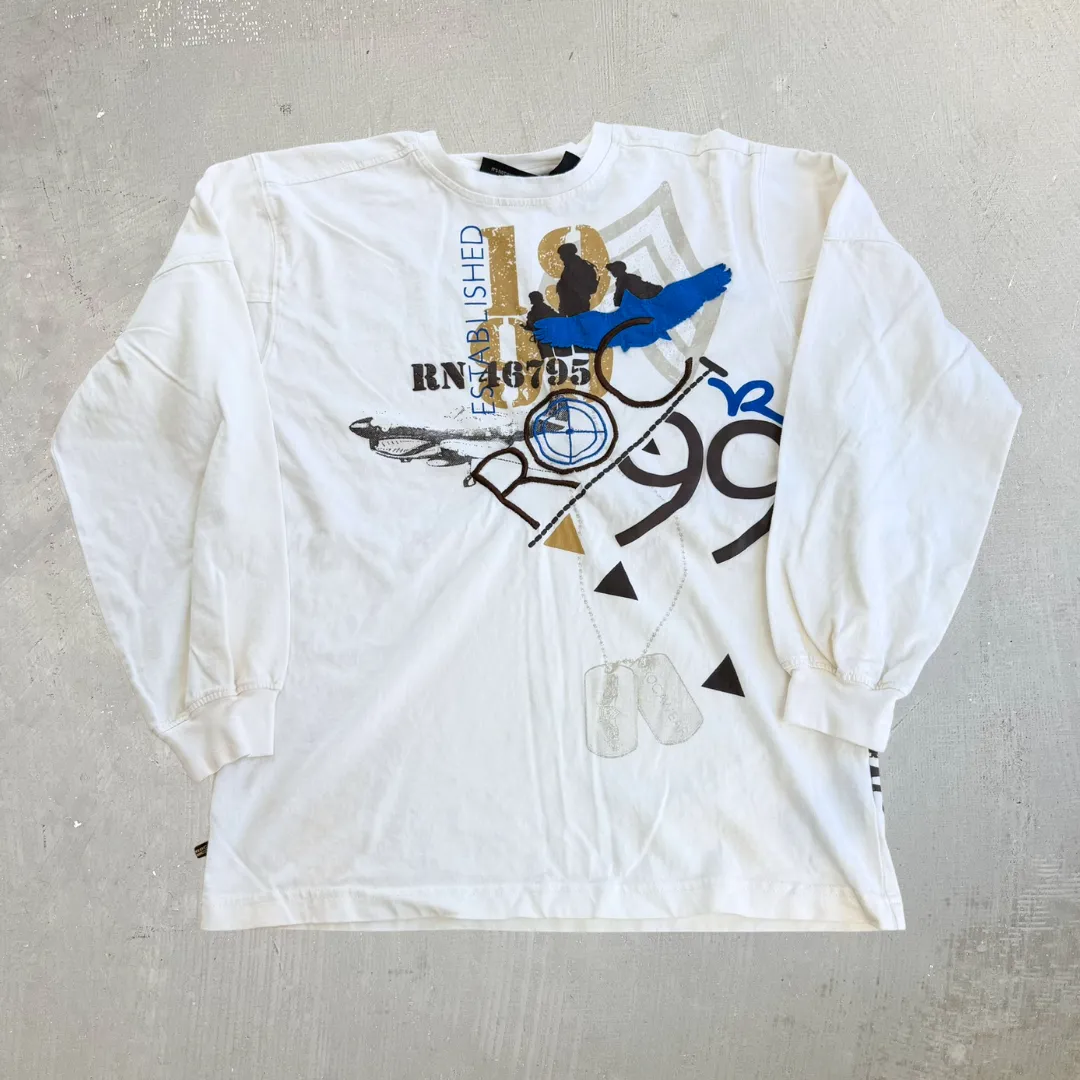 J- Vintage Rocawear Soldiers & Dog Tags Graphic Long Sleeve Tee - L sold by HG Vintage
