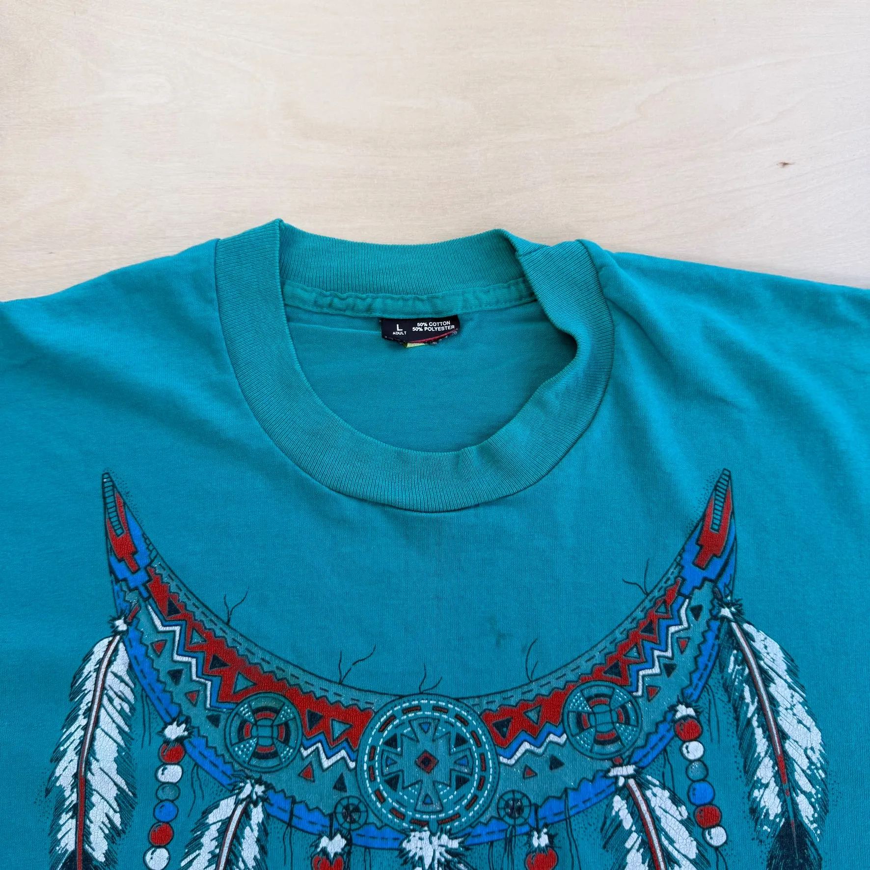 J- Vintage Pearls & Feather Necklace Graphic Single Stitch Tee - L sold by HG Vintage product image thumbnail 4