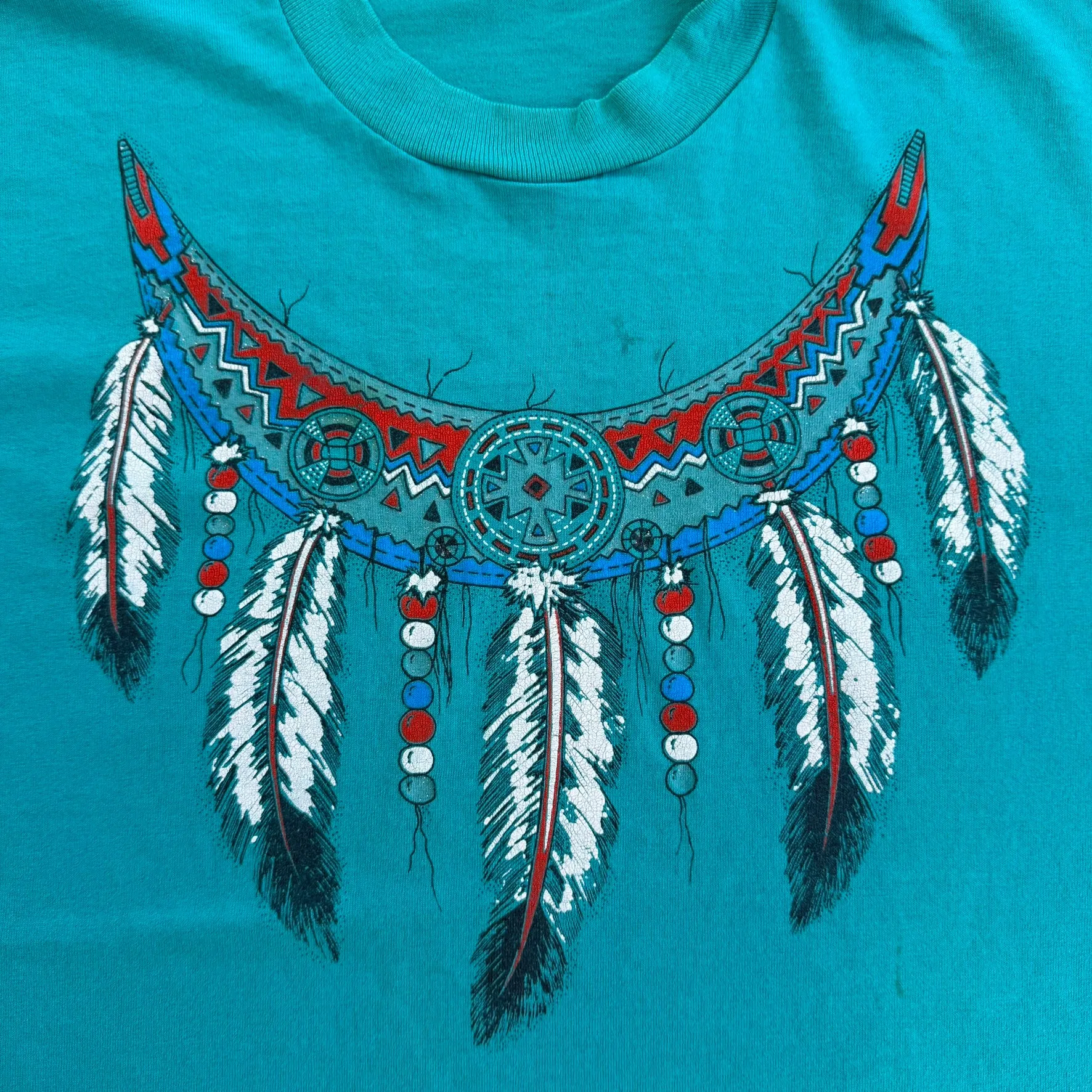 J- Vintage Pearls & Feather Necklace Graphic Single Stitch Tee - L sold by HG Vintage product image thumbnail 2