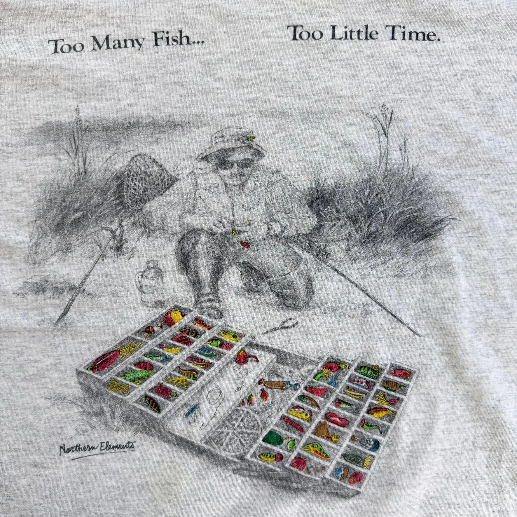 J- Vintage Northern Elements Too Many Fish Too Little Time Graphic Single Stitch Tee - XL sold by HG Vintage product image thumbnail 2