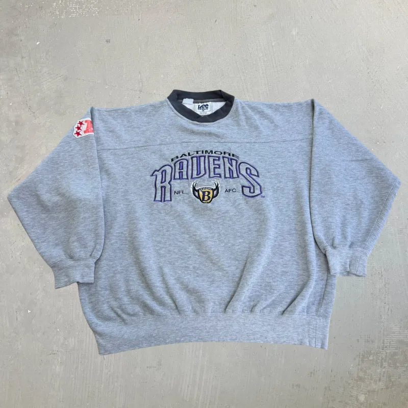 J- Vintage Baltimore Ravens NFL Lee Embroidered Logo & Text Crewneck - XL made by HG Vintage