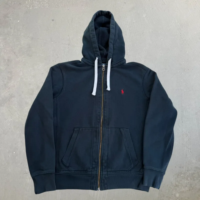 J- Vintage 90s Polo RL Embroidered Logo Zip Up Hoodie - M made by HG Vintage