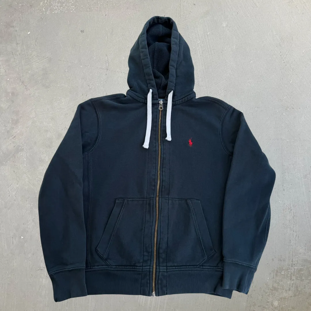 J- Vintage 90s Polo RL Embroidered Logo Zip Up Hoodie - M sold by HG Vintage