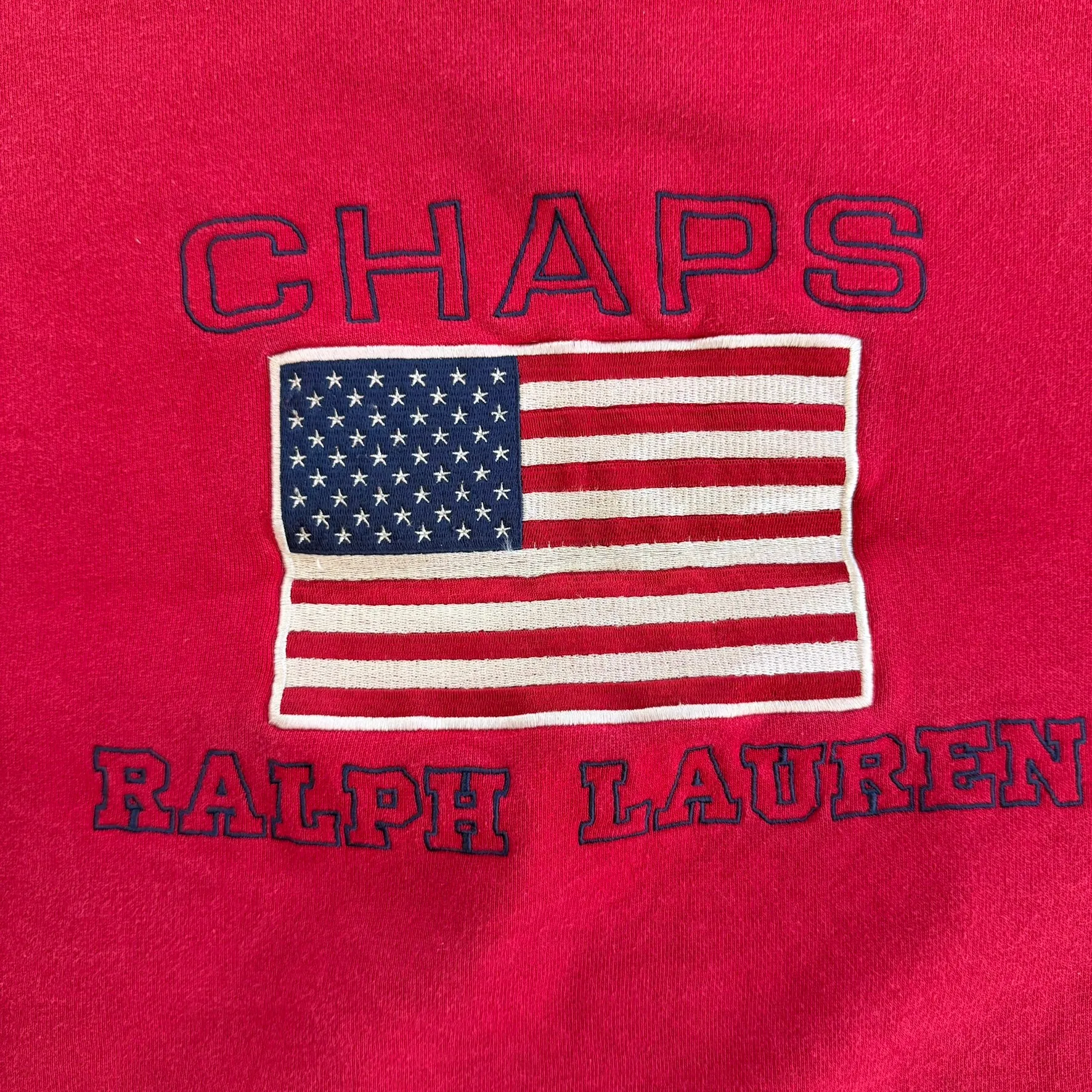 J- Vintage Ralph Lauren Chaps Embroidered US Flag & Text Crewneck - M sold by HG Vintage product image thumbnail 2