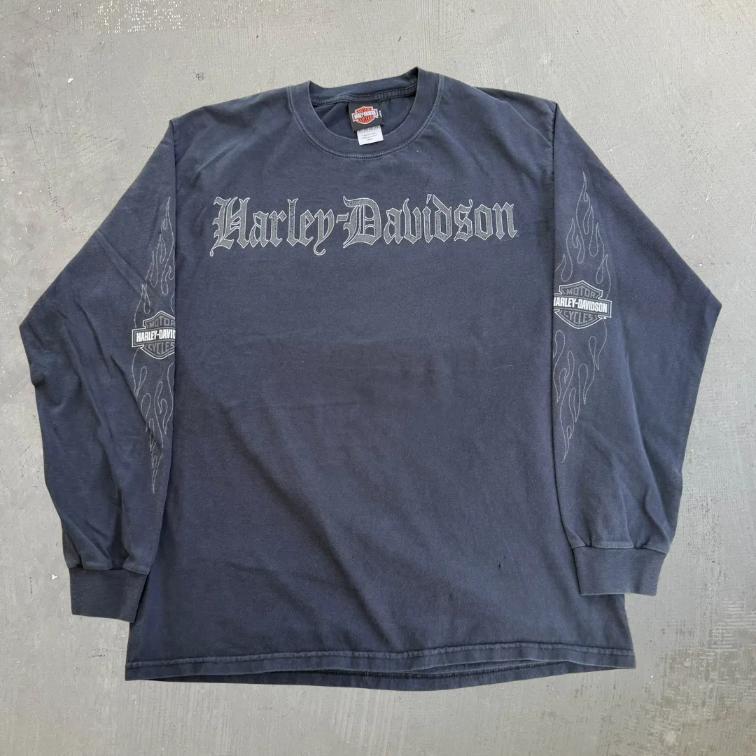 J- Vintage '07 Harley Davidson Columbus Ct Graphic & Text Long Sleeve Tee - L sold by HG Vintage