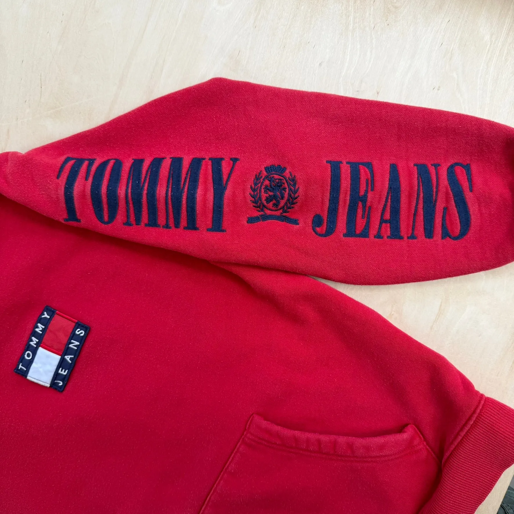 J- Vintage 90s Tommy Hilfiger Jeans Embroidered Text & Logo Hoodie - L sold by HG Vintage product image thumbnail 3