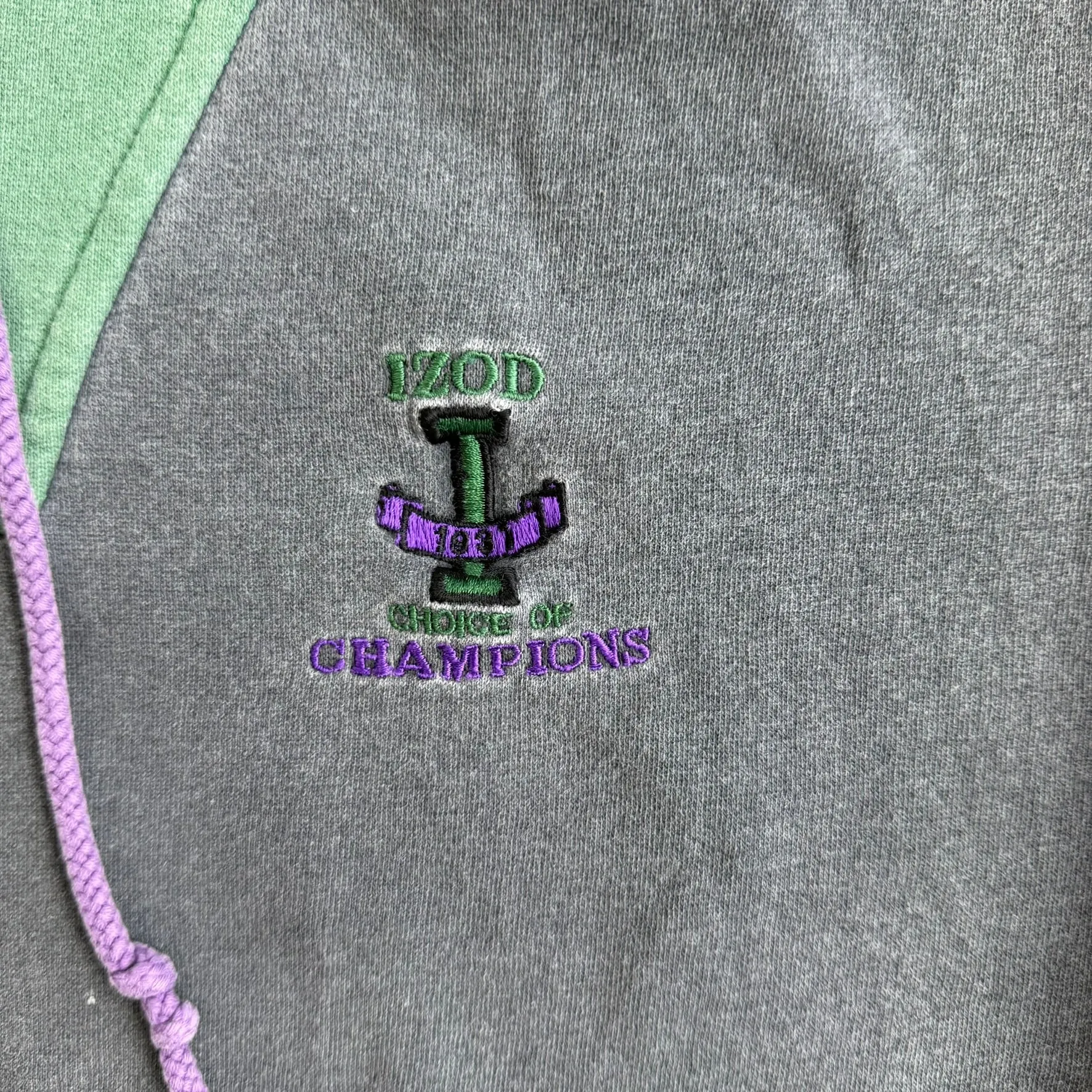 J- Vintage 90s Izod Embroidered Text Choice Of Champions Anorak Pullover Hoodie - M sold by HG Vintage product image thumbnail 3