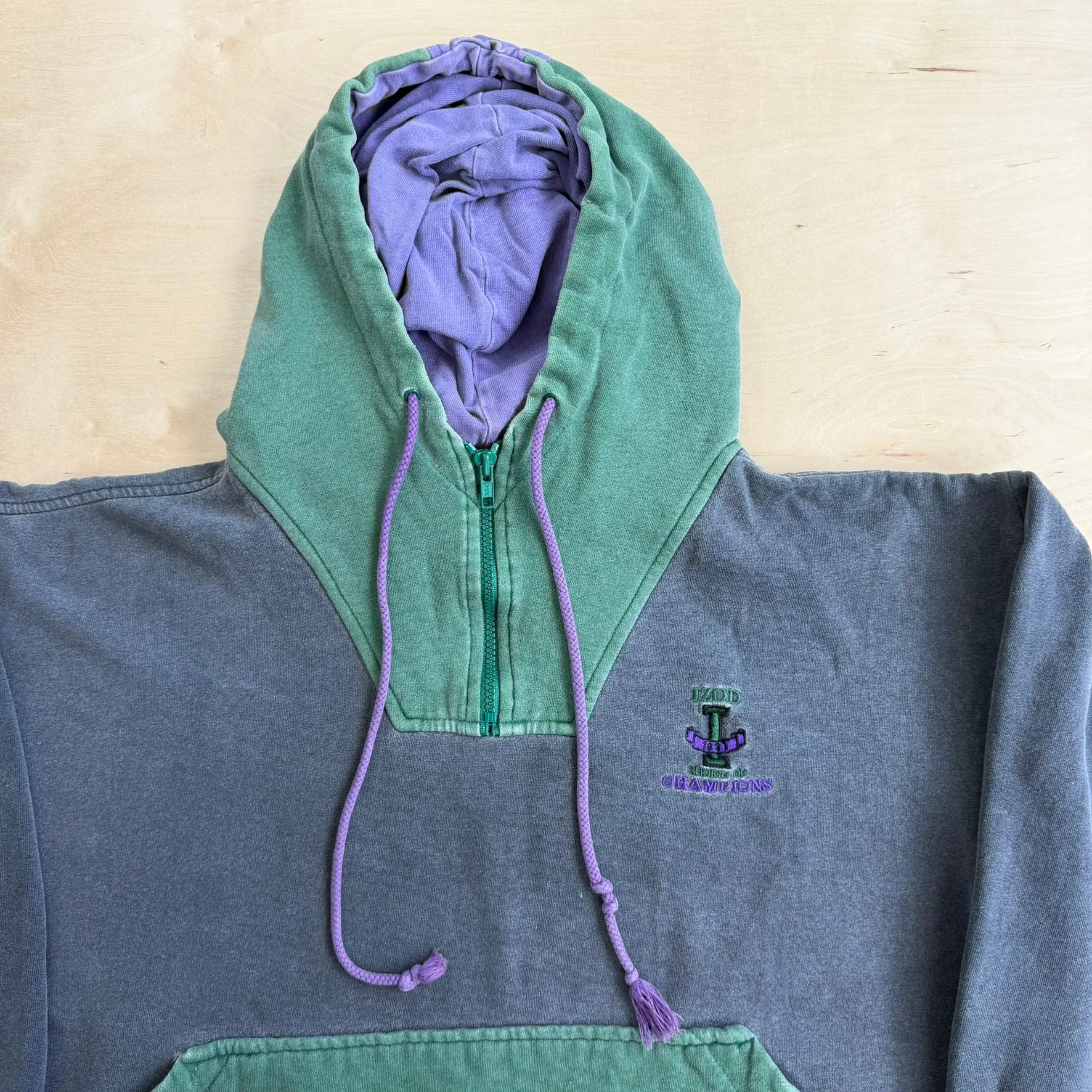 J- Vintage 90s Izod Embroidered Text Choice Of Champions Anorak Pullover Hoodie - M sold by HG Vintage product image thumbnail 2