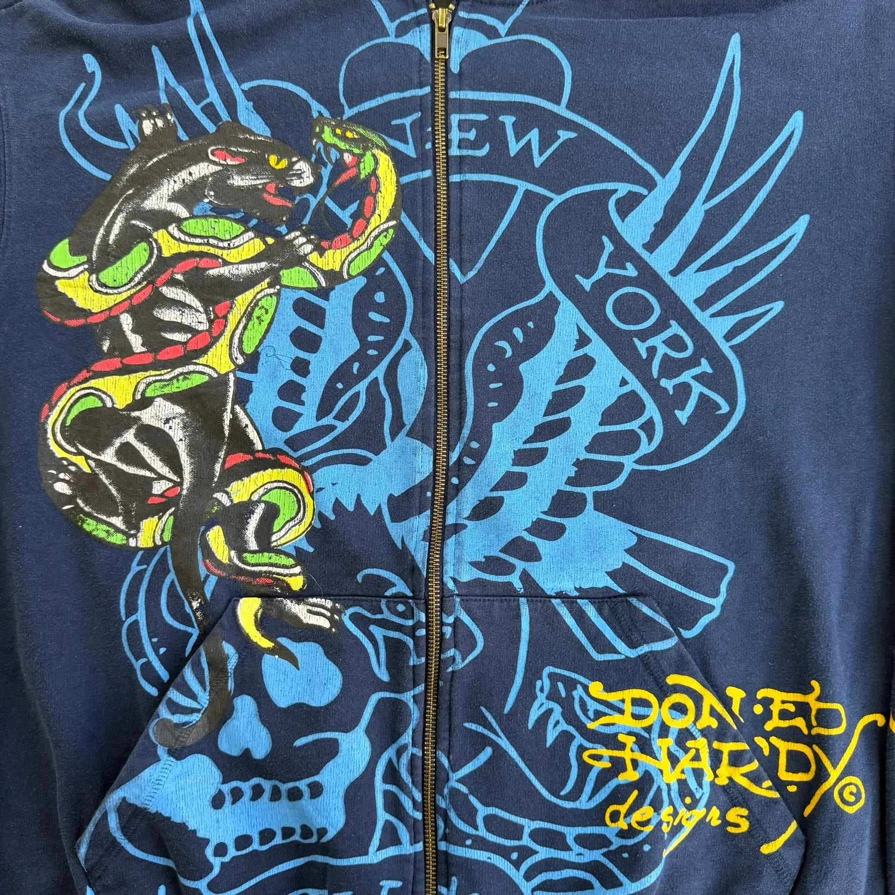 J- Vintage Ed Hardy New York Snake & Panther & Dog With Crown Jumbo Print Zip Up Hoodie - 2XL sold by HG Vintage product image thumbnail 2