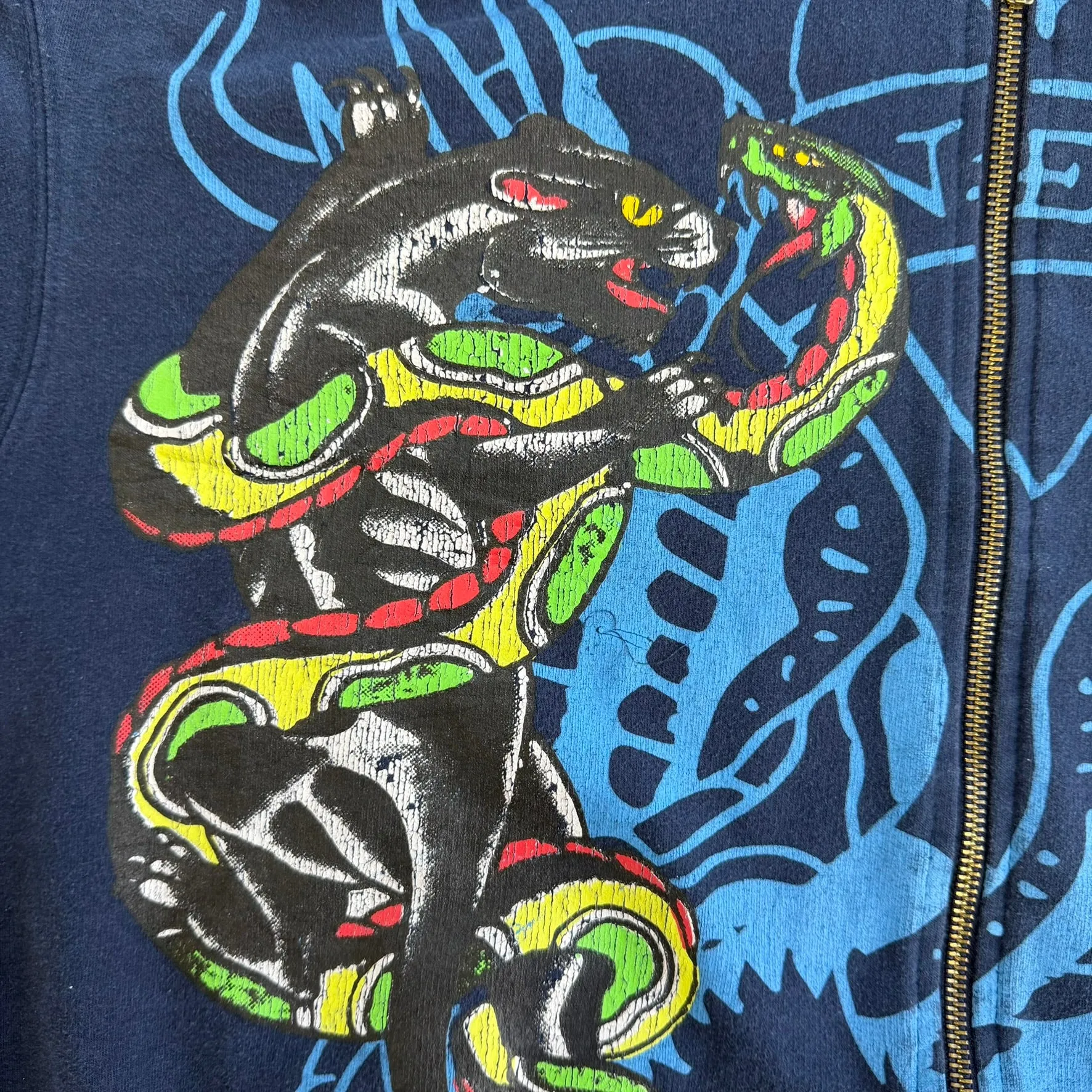 J- Vintage Ed Hardy New York Snake & Panther & Dog With Crown Jumbo Print Zip Up Hoodie - 2XL sold by HG Vintage product image thumbnail 3