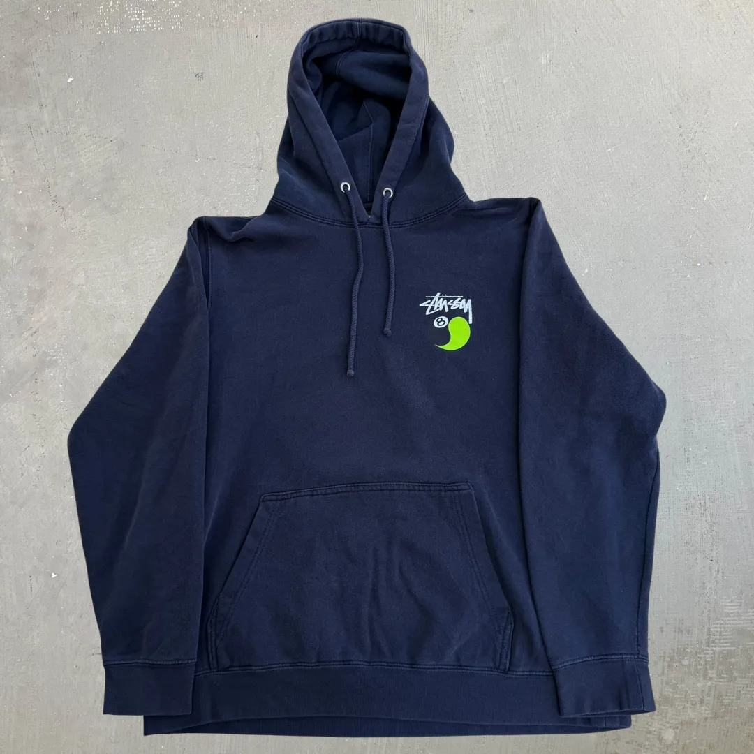 J- Vintage Stussy Ying Yang 8 Ball Graphic Made In USA Hoodie - L sold by HG Vintage