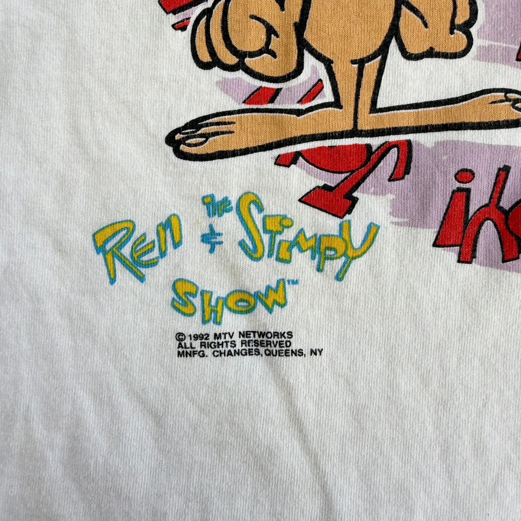 J- Vintage '92 The Ren & Stimpy Show Happy Joy Graphic Single Stitch Tee - XL sold by HG Vintage product image thumbnail 3