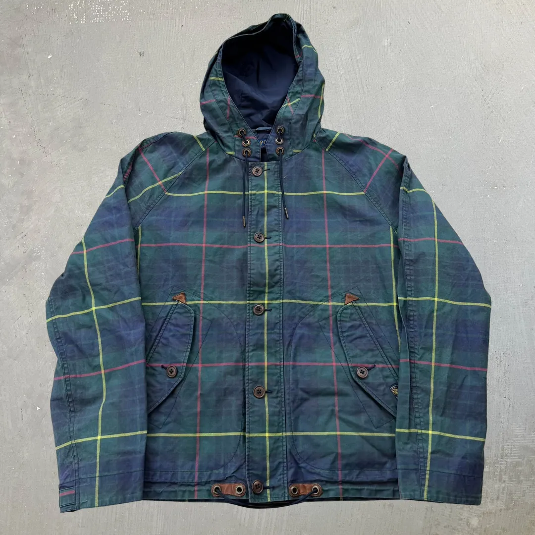 J- Vintage 90s Polo RL Co. All Over Plaid Hooded Rain Jacket - M sold by HG Vintage