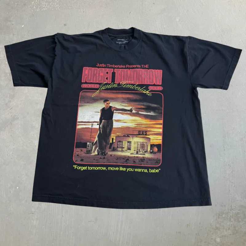 J- '24 Justin Timberlake Presents The Forget Tomorrow World Tour Picture Graphic Tee - L made by HG Vintage