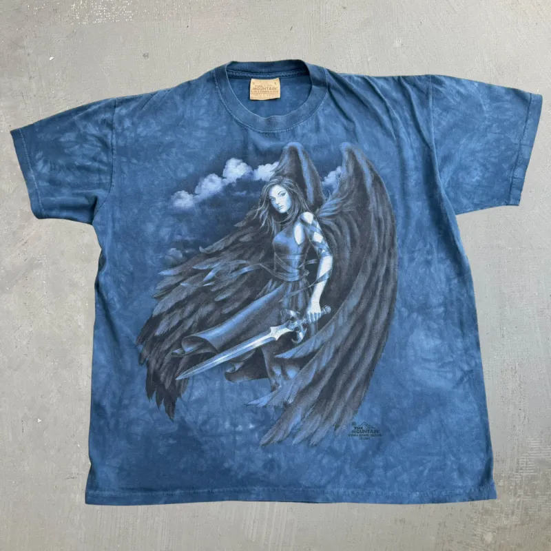 J- Vintage '04 The Mountain Fantasy Women Warrior Graphic Acid Wash Made In USA Tee - L made by HG Vintage