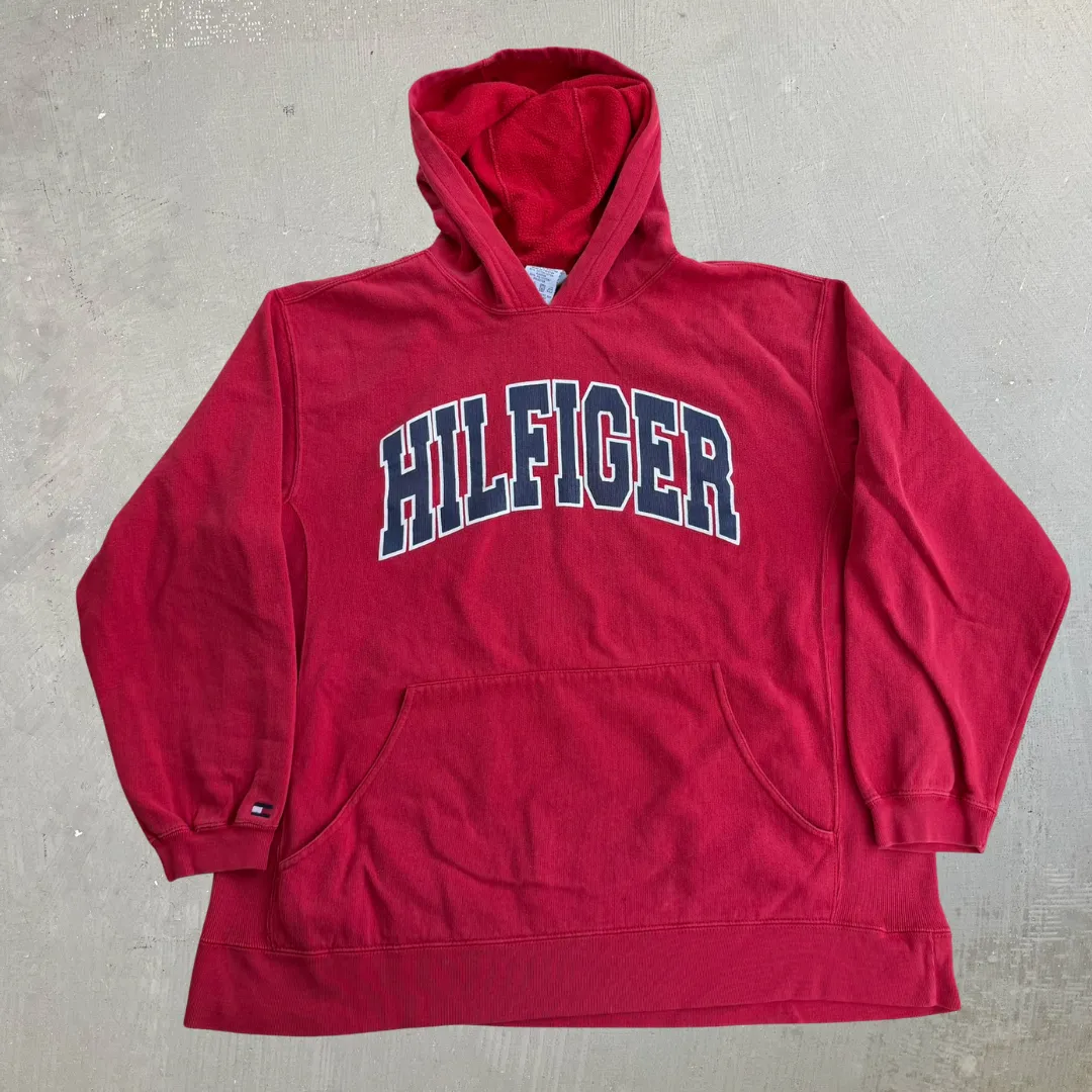 J- Vintage 90s Tommy Hilfiger Collegiate Style Text Graphic Hoodie - XL (fits L) sold by HG Vintage