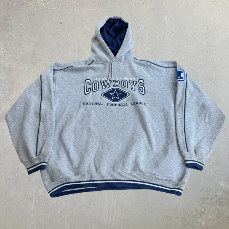 J- Vintage Dallas Cowboys NFL Lee Embroidered Logo & Text Hoodie - XL made by HG Vintage