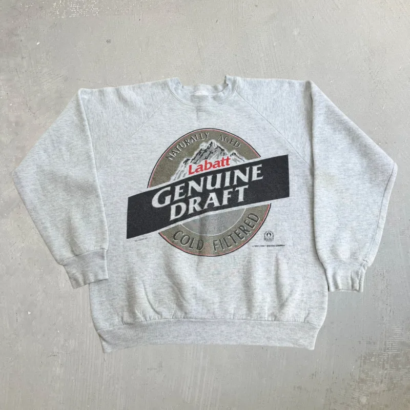 J- Vintage '92 Labatt Genuine Draft Beer Graphic Crewneck - L made by HG Vintage