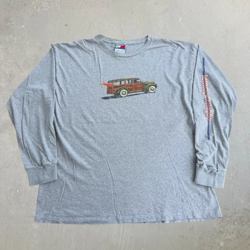 J- Vintage Tommy Hilfiger Car & Surfboard Graphic & Text Long Sleeve Tee - XL made by HG Vintage