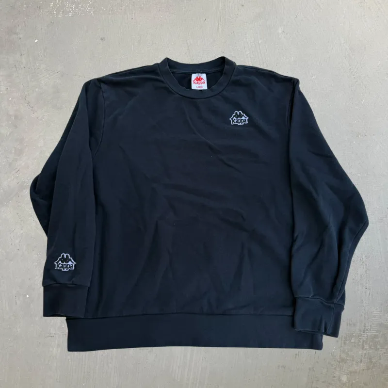 J- Vintage Kappa Embroidered Logo & Text Crewneck - L made by HG Vintage