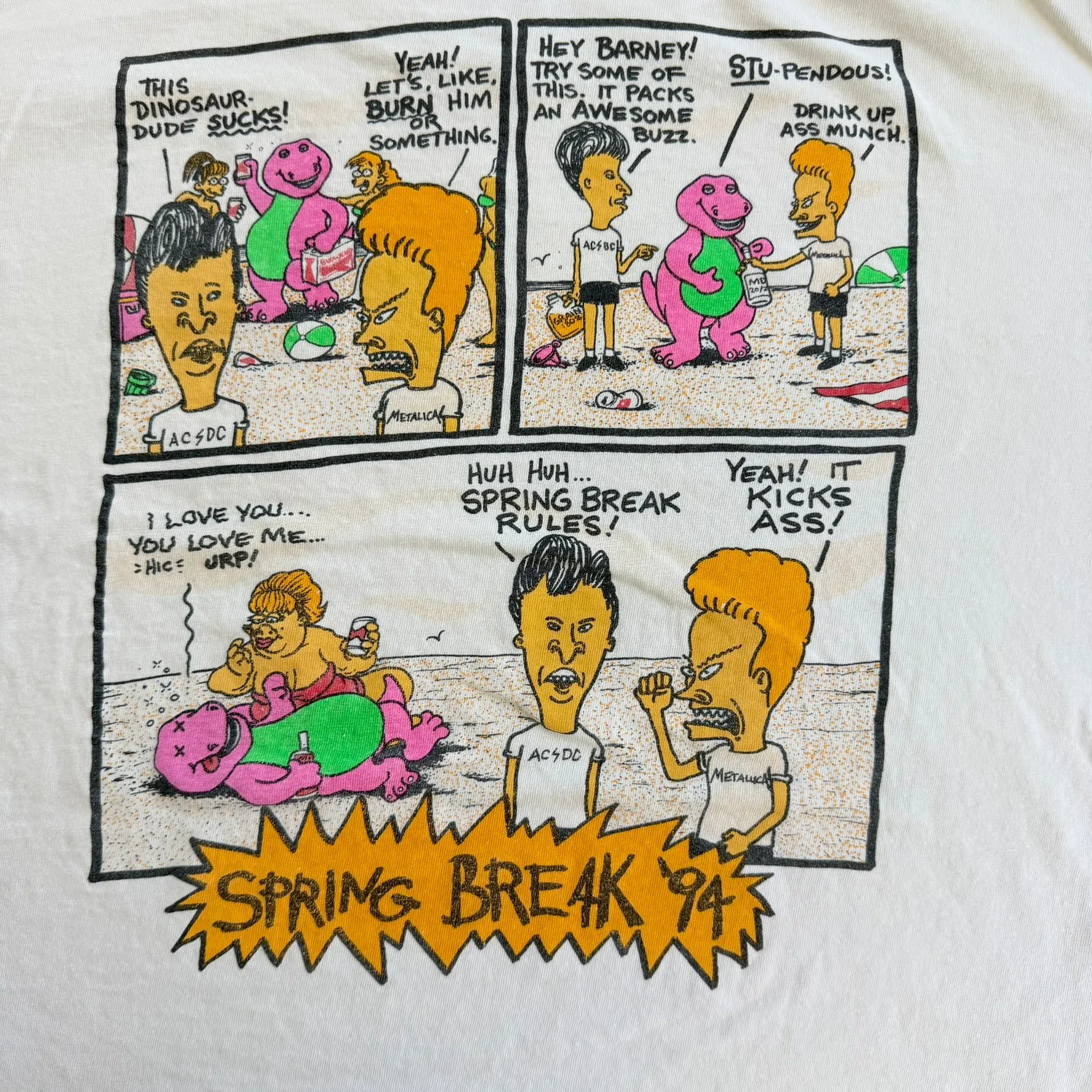 J- Vintage '94 The Adventures Of Beavis & Butthead Daytona Spring Break Graphic Single Stitch Tee - XL sold by HG Vintage product image thumbnail 5