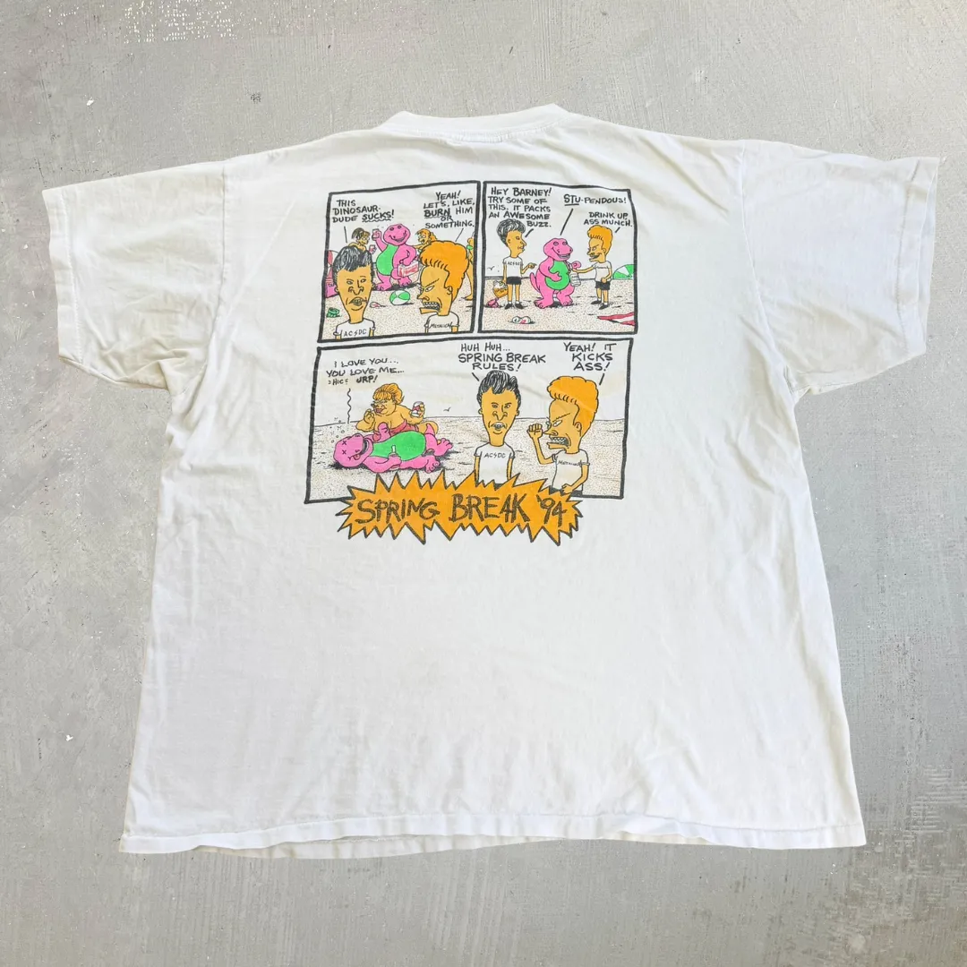 J- Vintage '94 The Adventures Of Beavis & Butthead Daytona Spring Break Graphic Single Stitch Tee - XL sold by HG Vintage product image thumbnail 4
