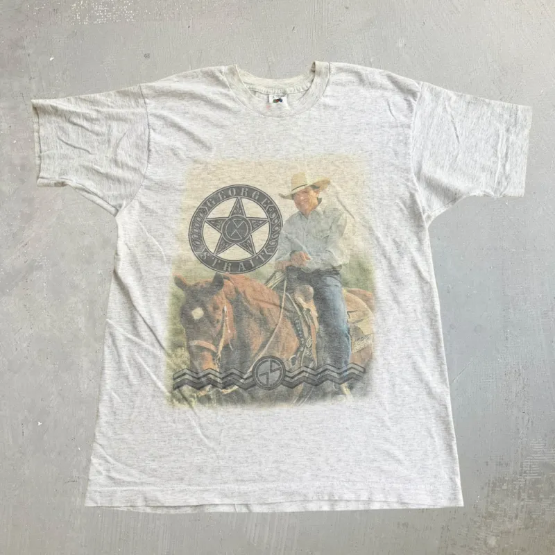 J- Vintage '94 George Strait USA Tour Picture Made In USA Single Stitch Tee - L made by HG Vintage