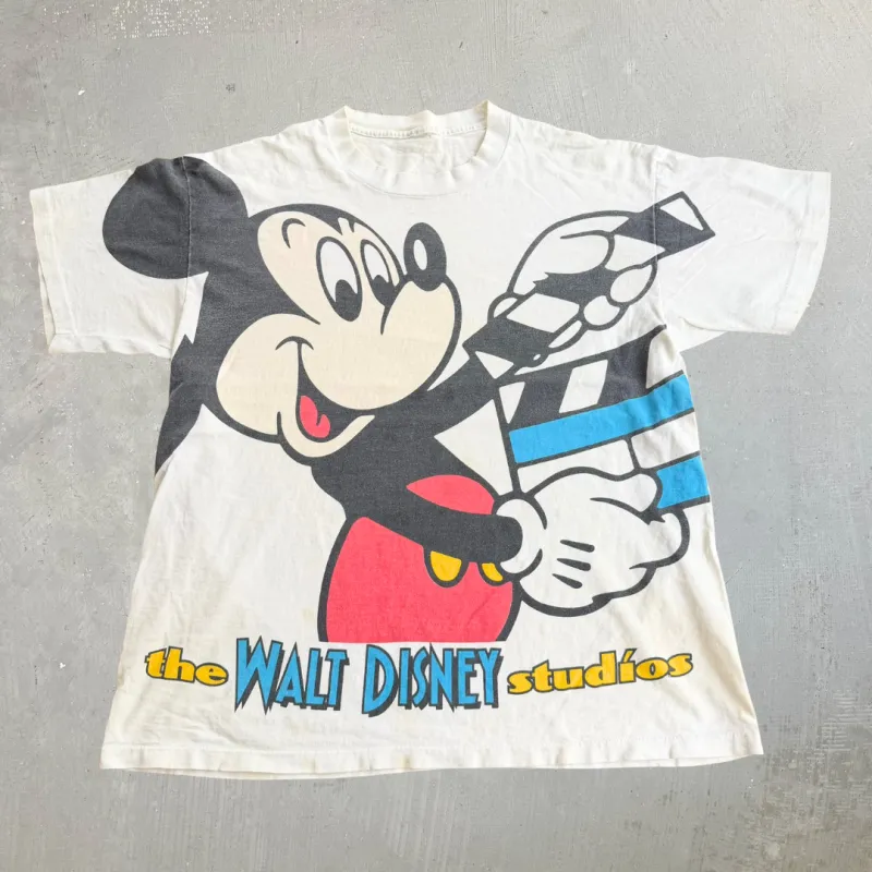 J- Vintage 90s Disney Mickey Mouse The Walt Disney Studio Jumbo Print Single Stitch Tee - XL made by HG Vintage