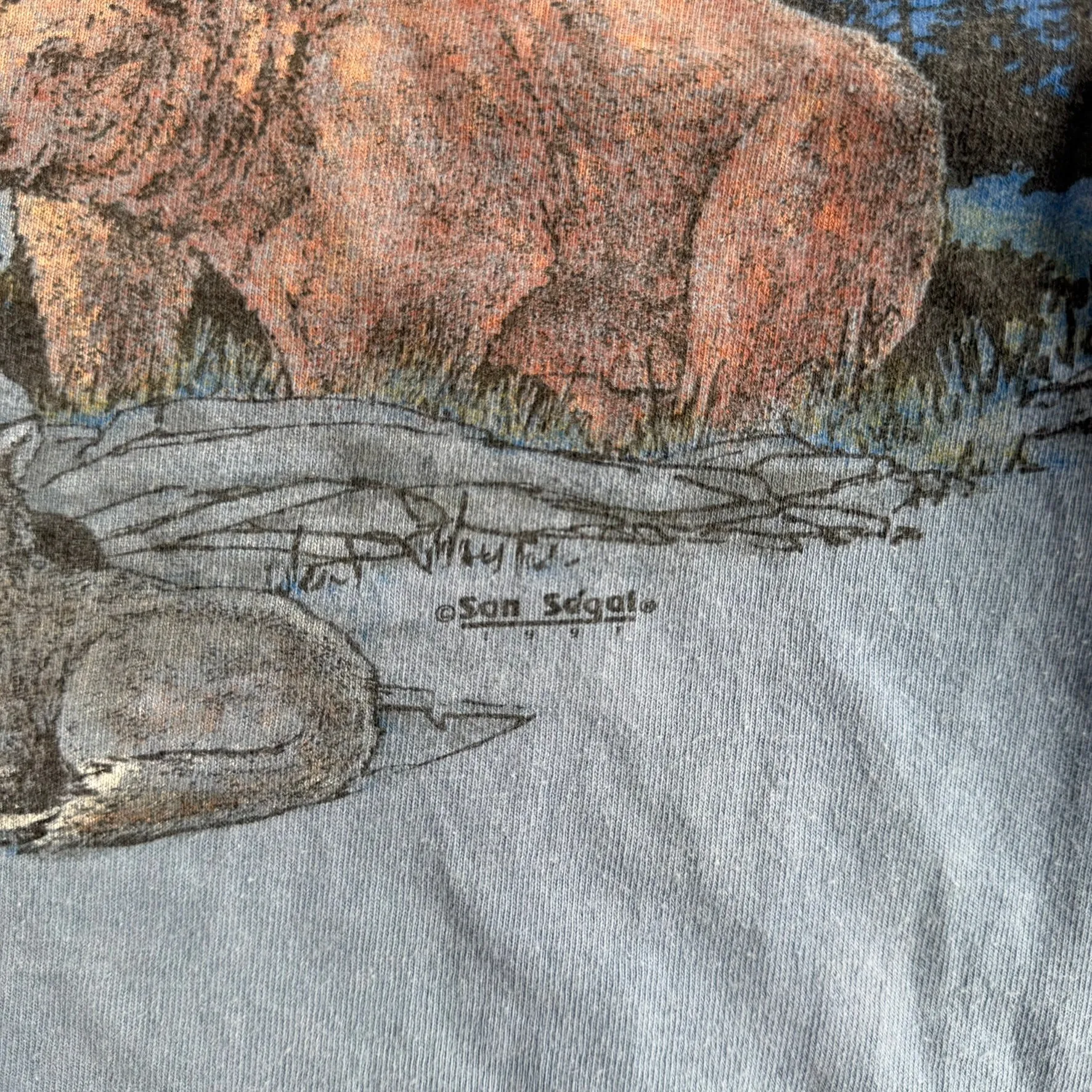 J- Vintage '91 Red Anvil Alaska Animals & Mountains Graphic Made In USA Single Stitch Tee - L sold by HG Vintage product image thumbnail 3