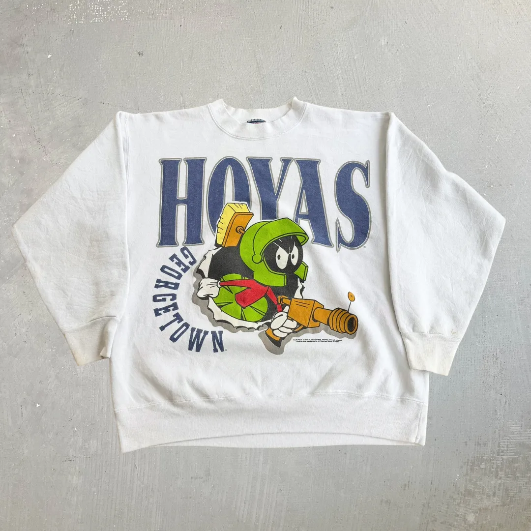 J- Vintage '93 Georgetown Hoyas Marvin The Martian Looney Tunes Graphic Made In USA Crewneck - L sold by HG Vintage