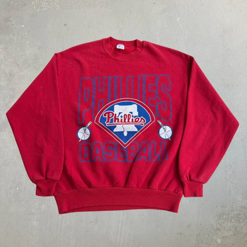 J- Vintage '92 Philadelphia Phillies MLB Logo Graphic Made In USA Crewneck - L made by HG Vintage