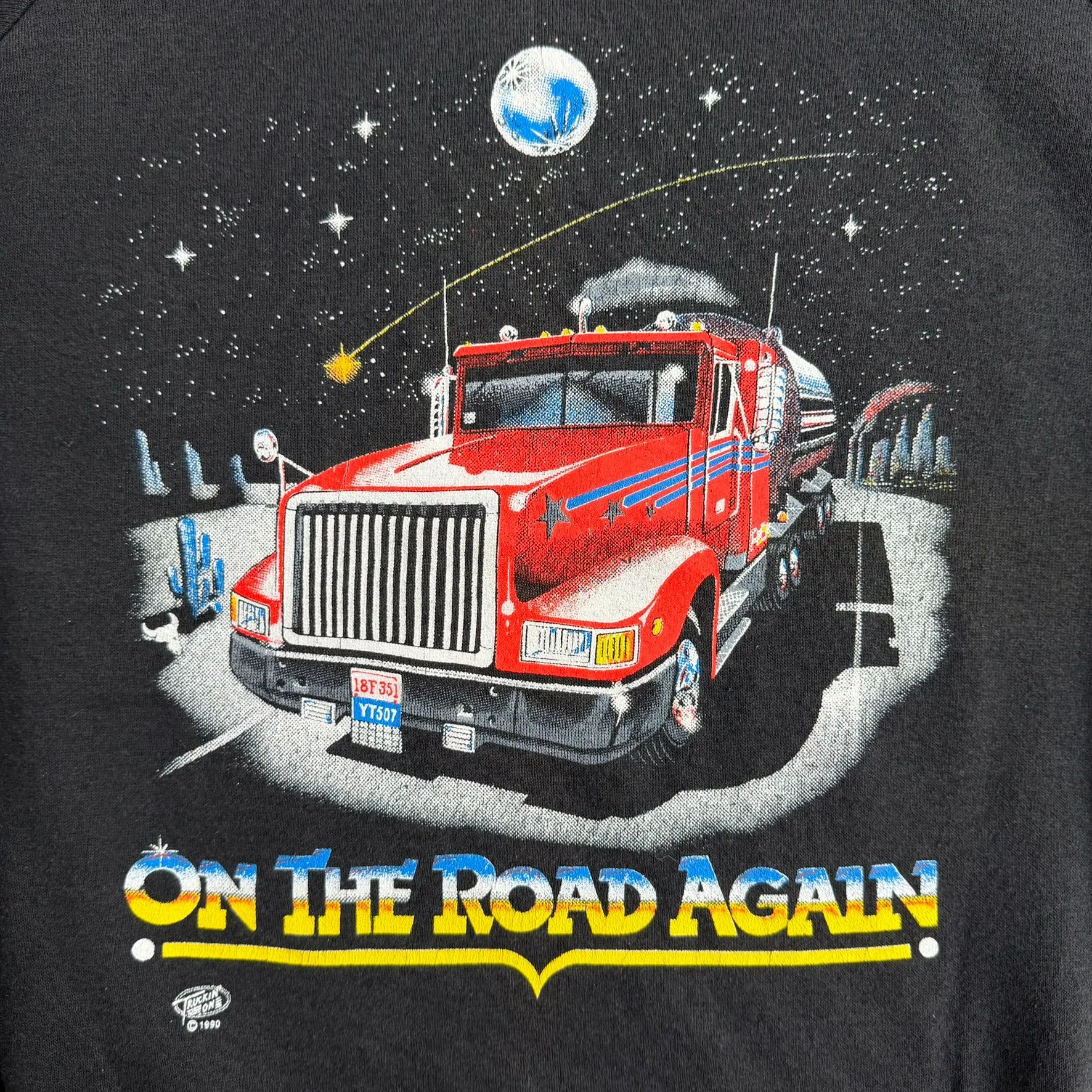 J- Vintage '90 Truckin' On Girard Ohio On The Road Again Graphic & Text Made In USA Crewneck - L sold by HG Vintage product image thumbnail 2
