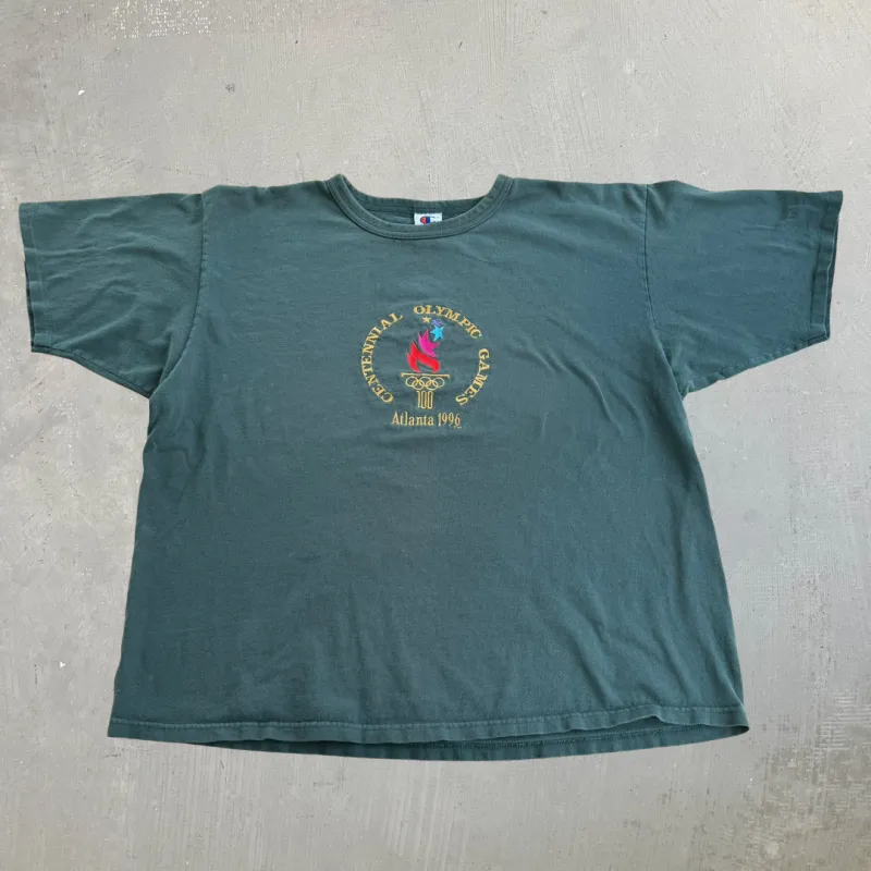 J- Vintage '96 Atlanta Centennial Olympics Embroidered Graphic Champion Made In USA Single Stitch Tee - 2XL made by HG Vintage