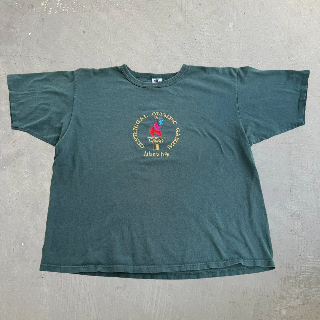 J- Vintage '96 Atlanta Centennial Olympics Embroidered Graphic Champion Made In USA Single Stitch Tee - 2XL sold by HG Vintage