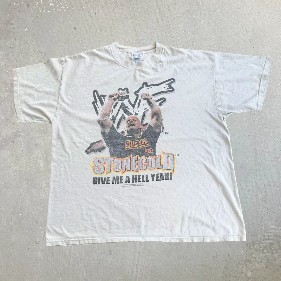 J- Vintage '01 WWE Stone Cold Steve Austin Give Me A Hell Yeah Graphic Tee - XL sold by HG Vintage