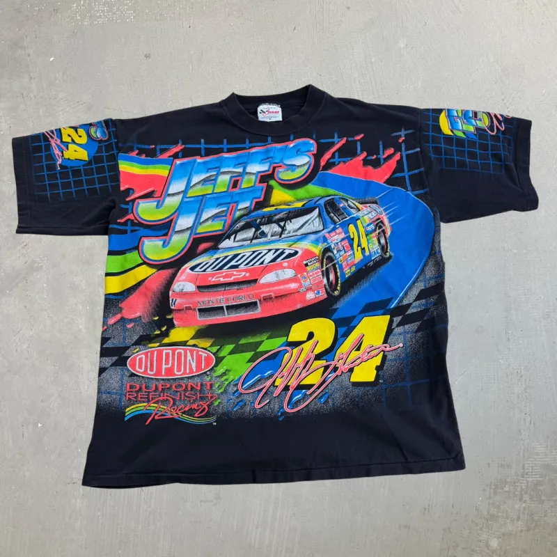 J- Vintage '97 Nascar Jeff Gordon Jeff's Jet Jumbo Print Graphic Made In USA Tee - XL made by Nascar
