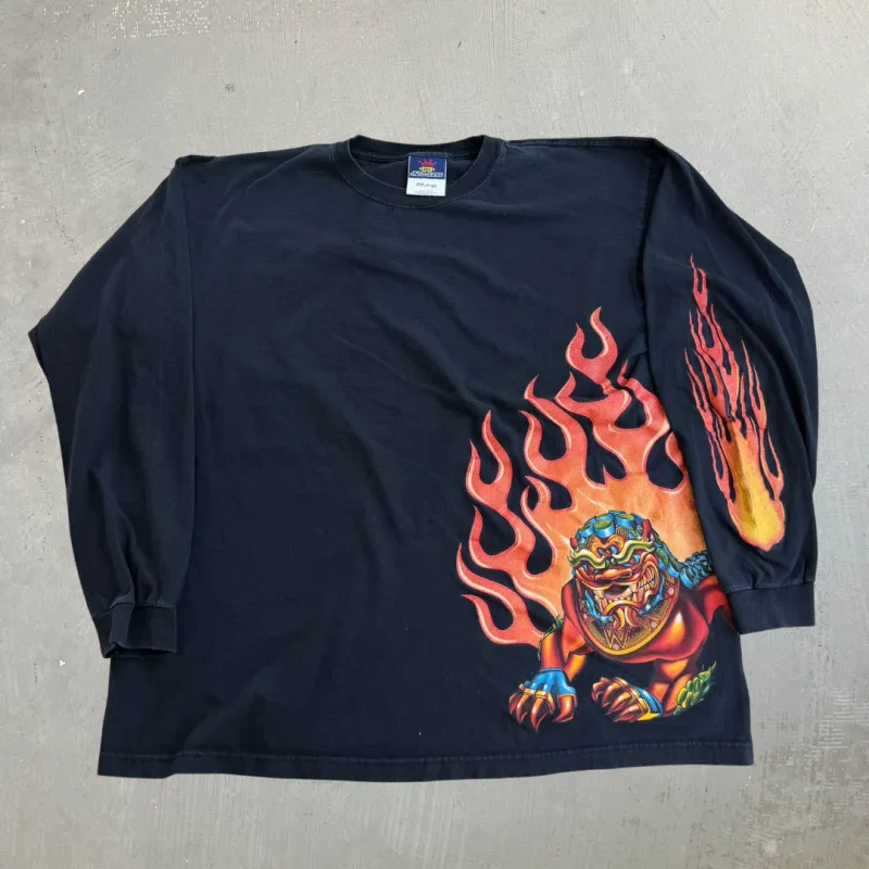 J- Vintage Y2K JNCO Jeans Flames & Dragon Graphic Made In USA Long Sleeve Tee - 2XL made by HG Vintage