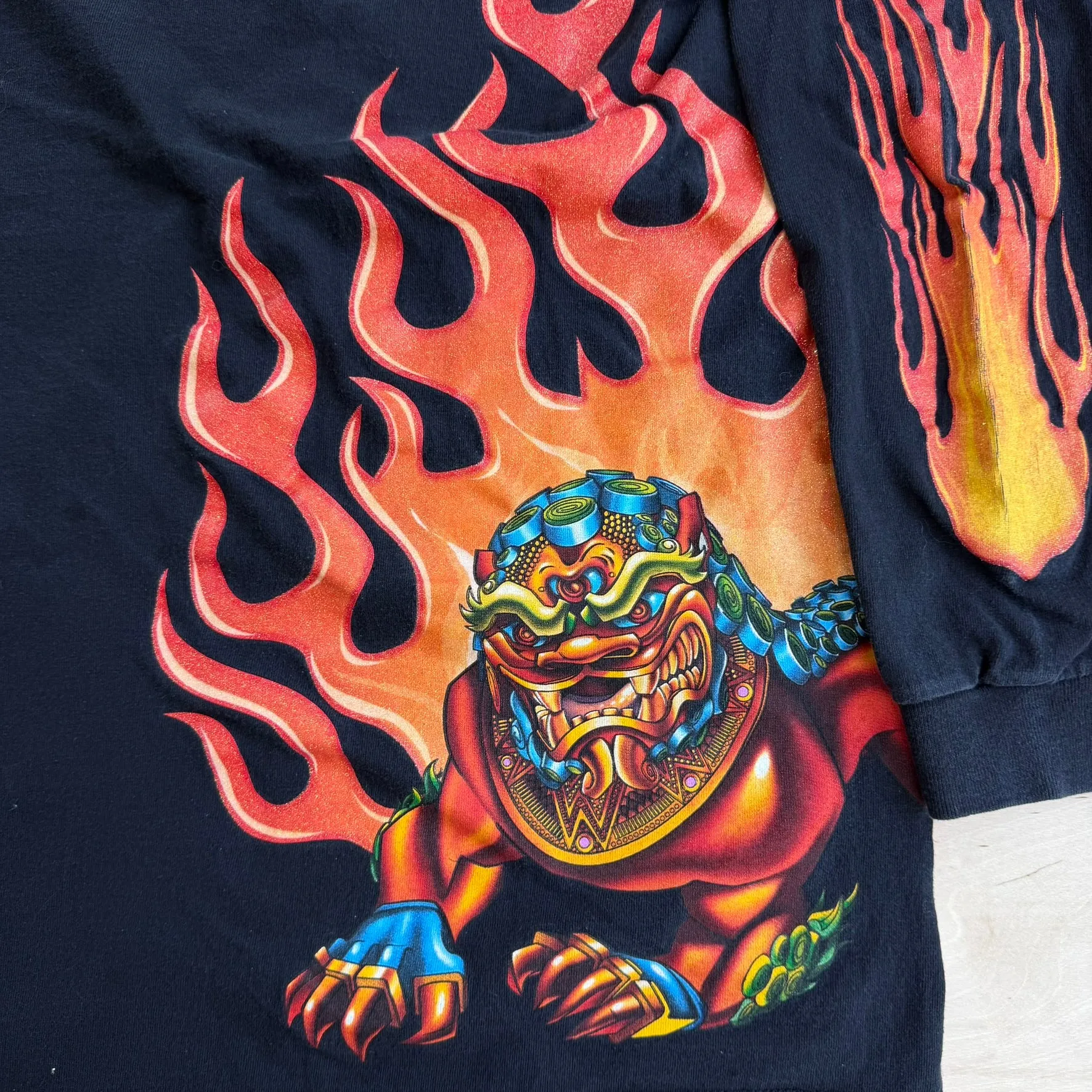 J- Vintage Y2K JNCO Jeans Flames & Dragon Graphic Made In USA Long Sleeve Tee - 2XL sold by HG Vintage product image thumbnail 2