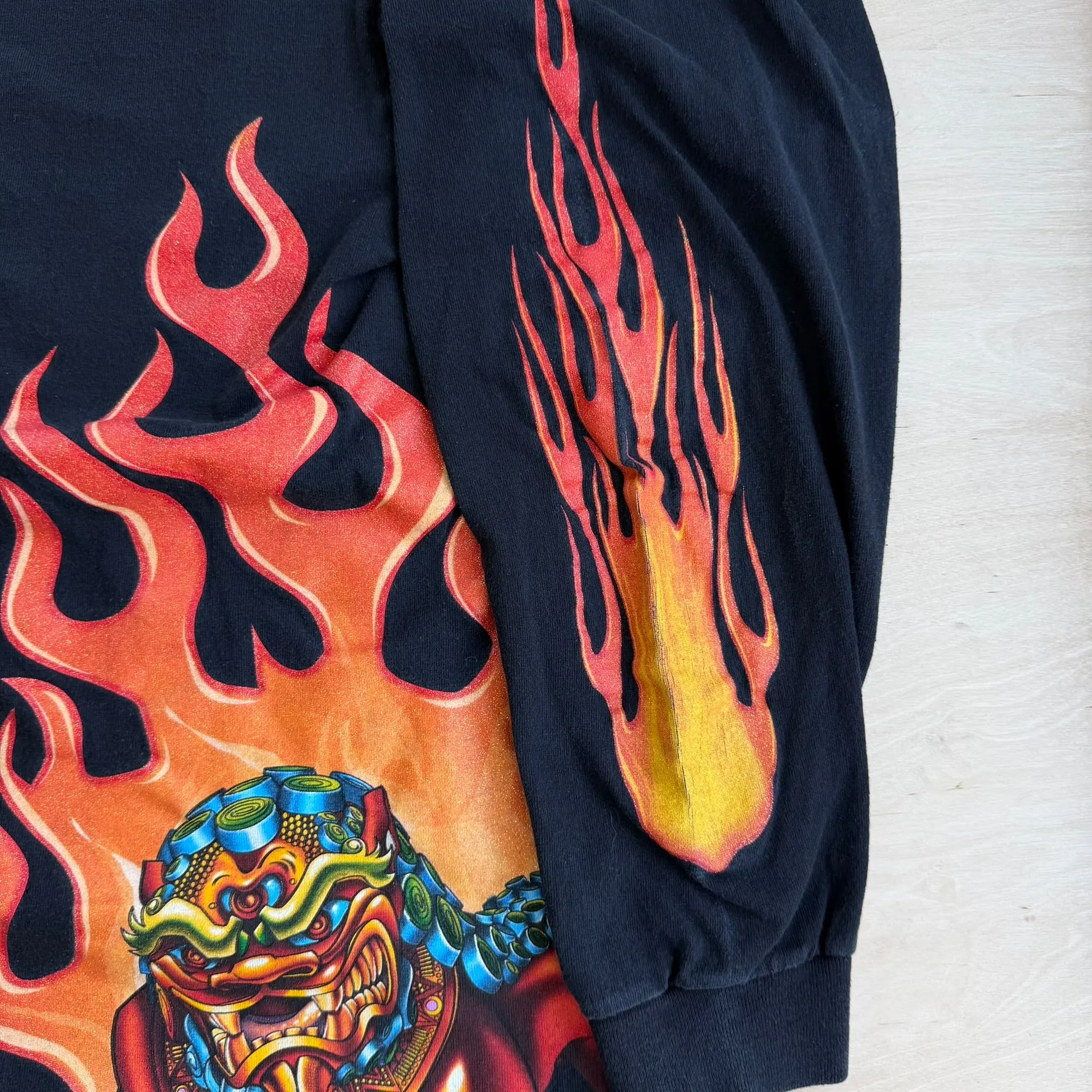 J- Vintage Y2K JNCO Jeans Flames & Dragon Graphic Made In USA Long Sleeve Tee - 2XL sold by HG Vintage product image thumbnail 3
