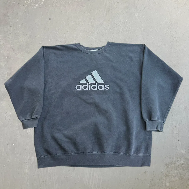 J- Vintage 90s Adidas Embroidered Logo & Text Graphic Crewneck - XL made by HG Vintage