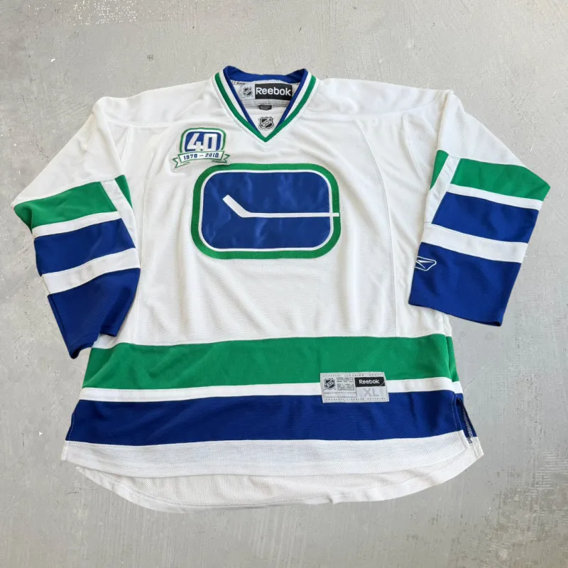 J- Vintage '10 Vancouver Canucks NHL Reebok 40th Season Patch Hockey Jersey - XL made by HG Vintage