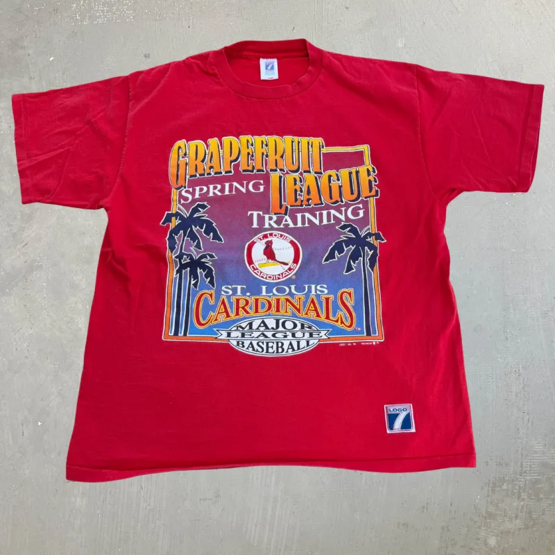 J- Vintage '92 St Louis Cardinals MLB Spring Training Logo 7 Made In USA Single Stitch Tee - XL made by HG Vintage