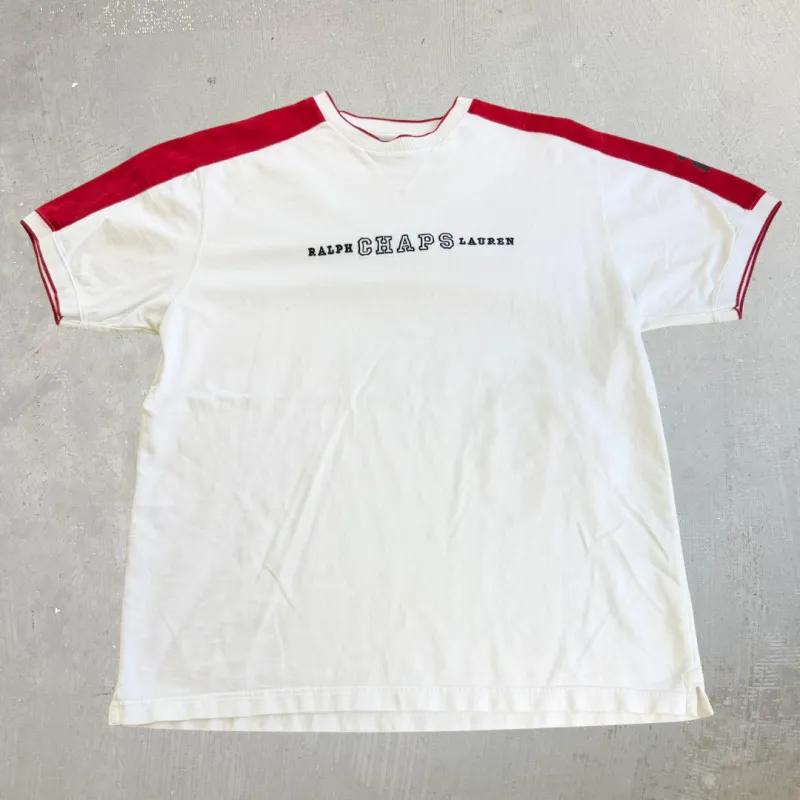 J- Vintage Ralph Lauren Chaps Embroidered Text Tee - XL made by HG Vintage
