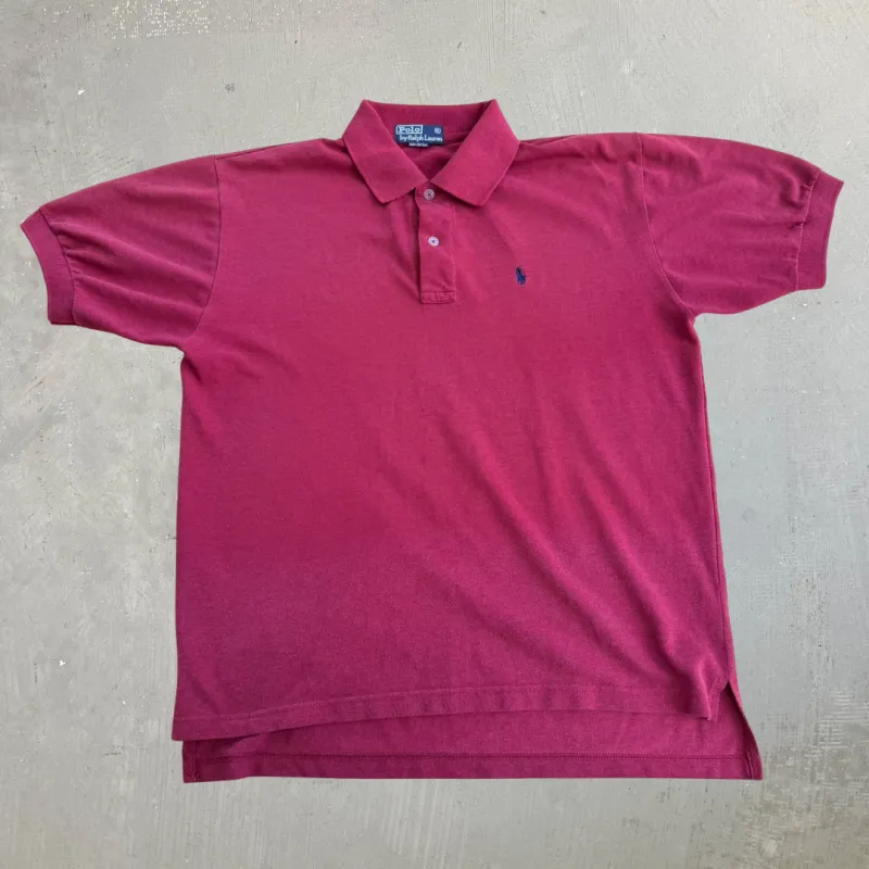 J- Vintage Polo RL Embroidered Logo Maroon Polo Shirt - XL made by HG Vintage