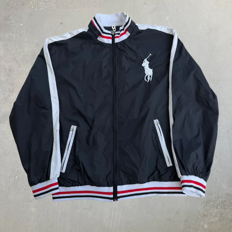 J- Vintage Polo RL Embroidered Logo Nylon Zip Up Track Jacket - XL made by HG Vintage